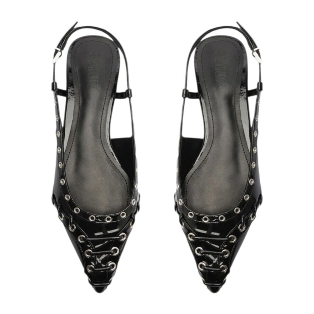 Schutz Ruth Patent Leather Flat In Black Size  8